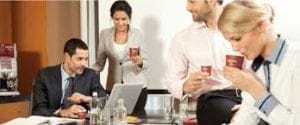 employees drinking coffee