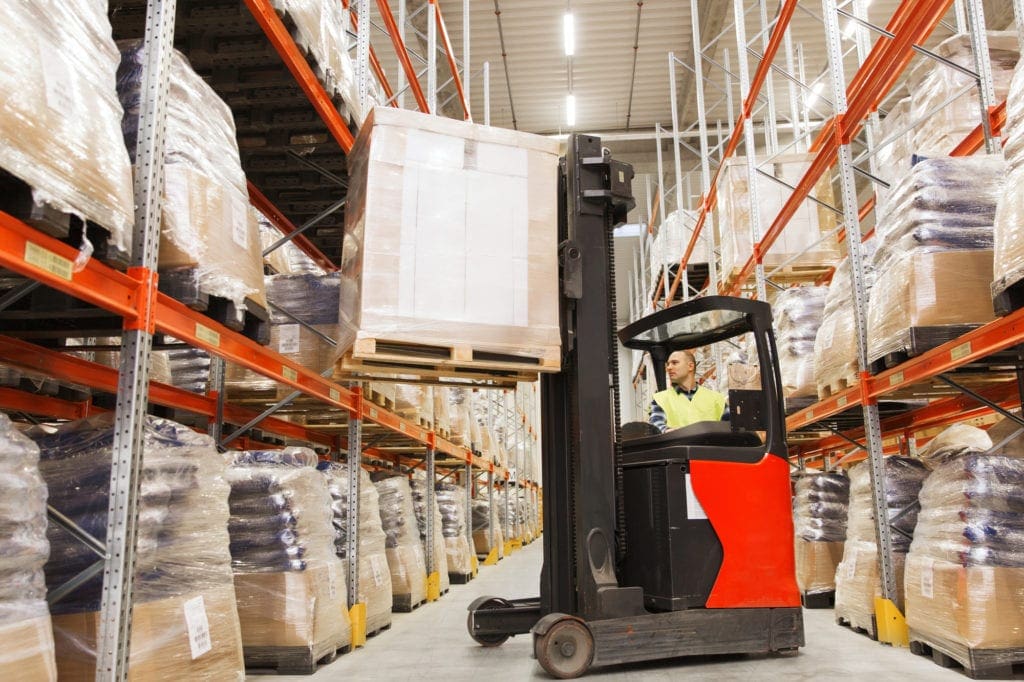 Forklift in warehouse 