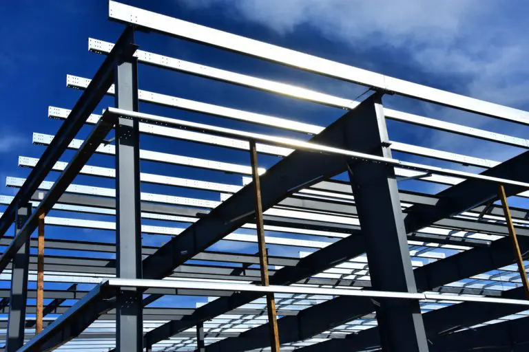 Steel commercial building under construction.